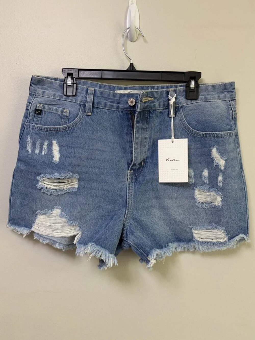 High Rise Distressed Frayed Denim Shorts KC9206M Size 28 / W9